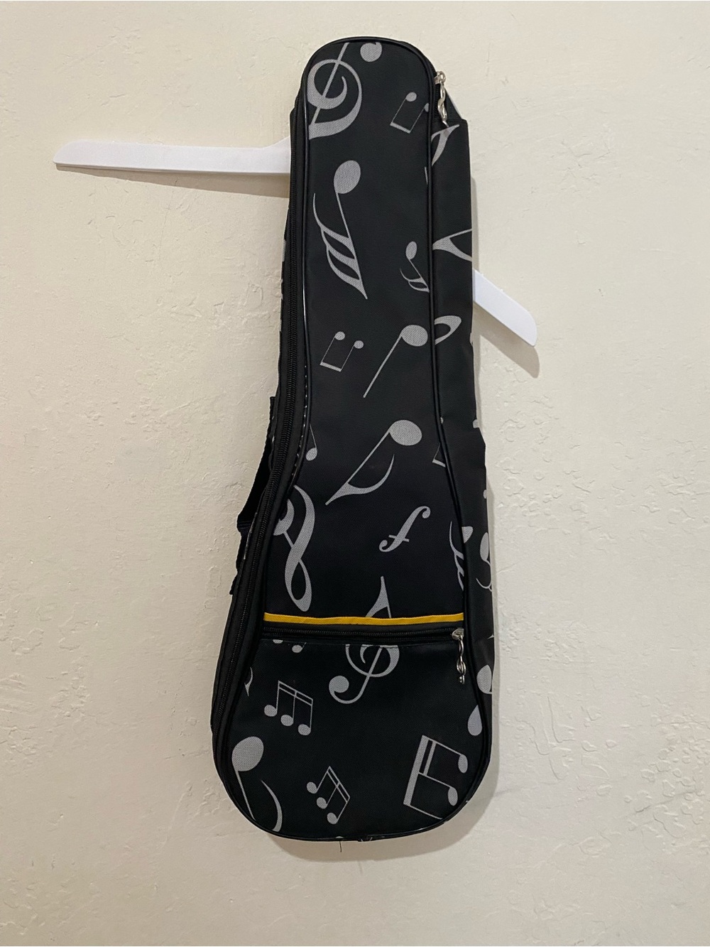 Music Note Padded Ukulele Gig Bag Case Black White Adjustable Strap unisex